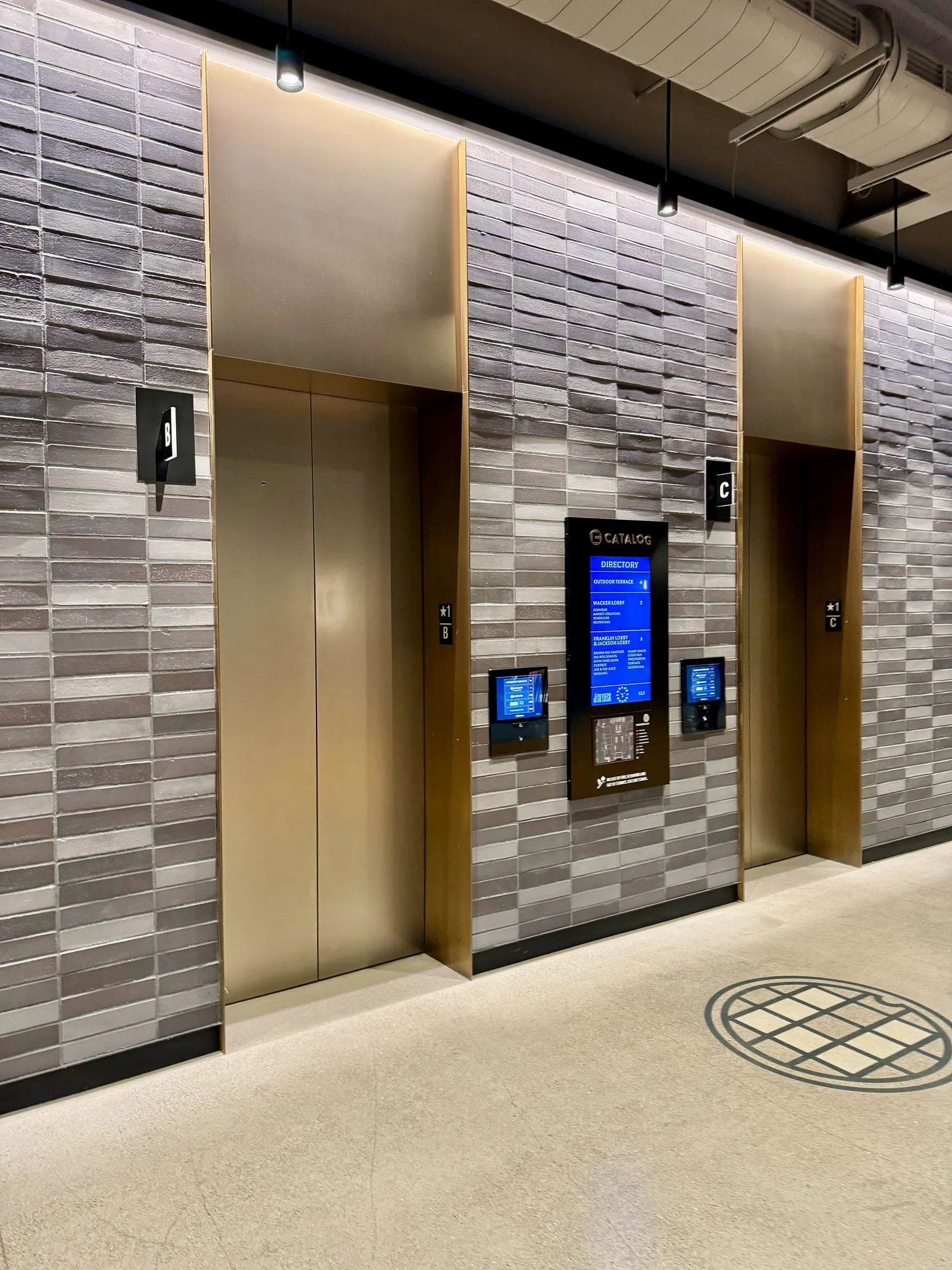 Elevator lobby in a contemporary office building