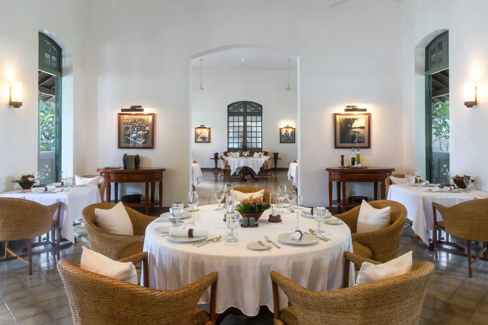 Restaurant dining area with tables